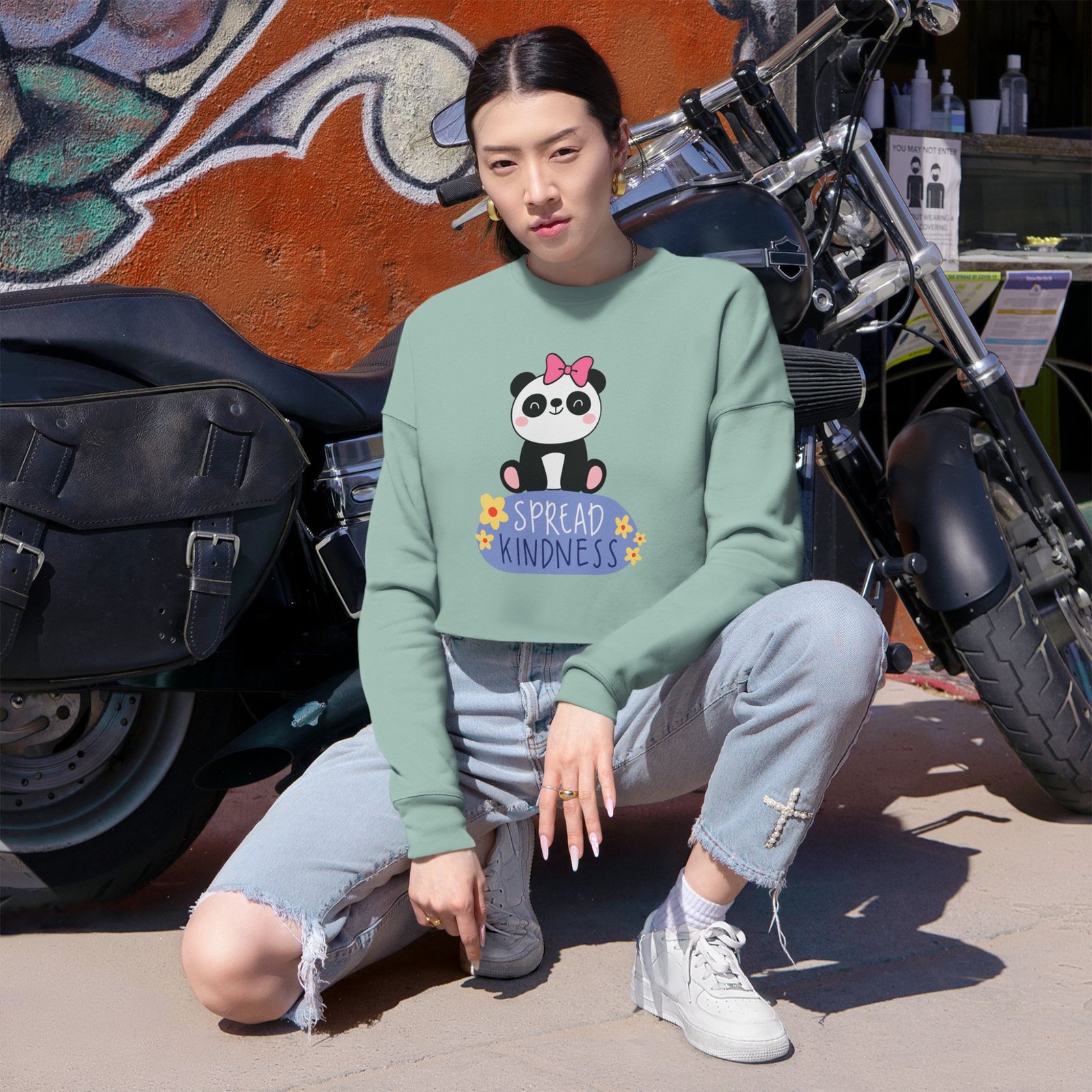 Panda Crop Sweatshirt