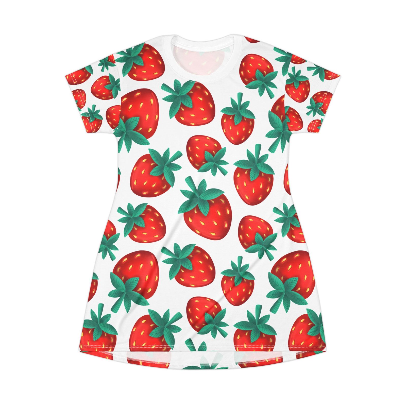 Strawberry Print T-Shirt Dress - Sweet and Playful Summer Dress