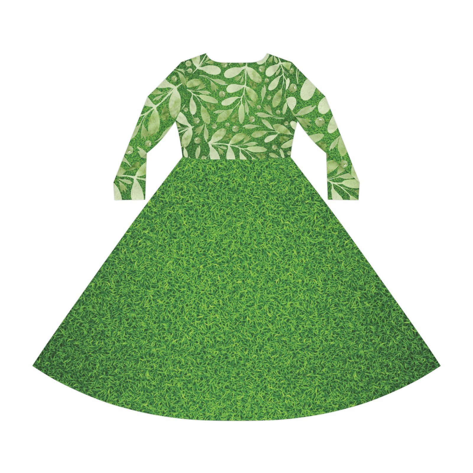 Floral Green Long Sleeve Dance Dress - Perfect for Spring Celebrations