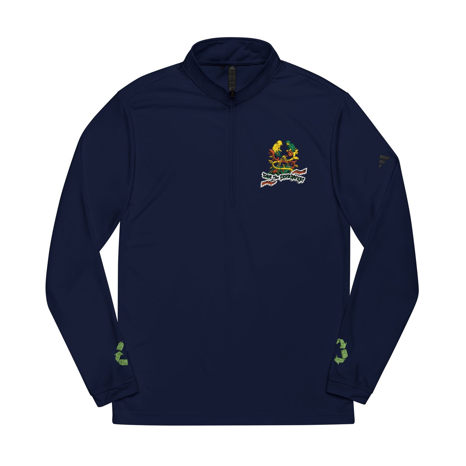 Embroidered Quarter-Zip Pullover - Stylish and Eco-Friendly - adidas® Logo - UPF 50+ Sun Protection