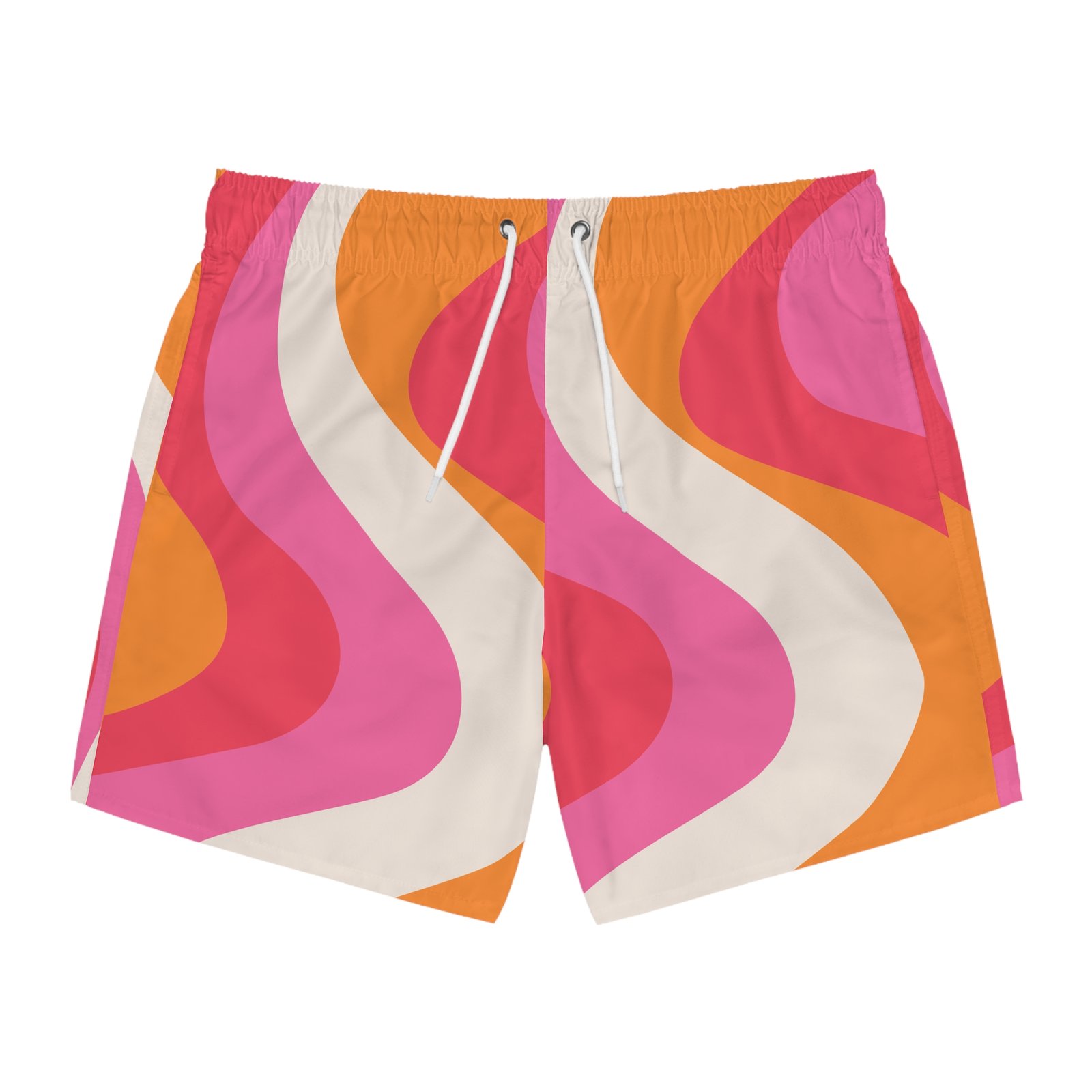 Retro Wave Swim Trunks - Vibrant Summer Beach Shorts
