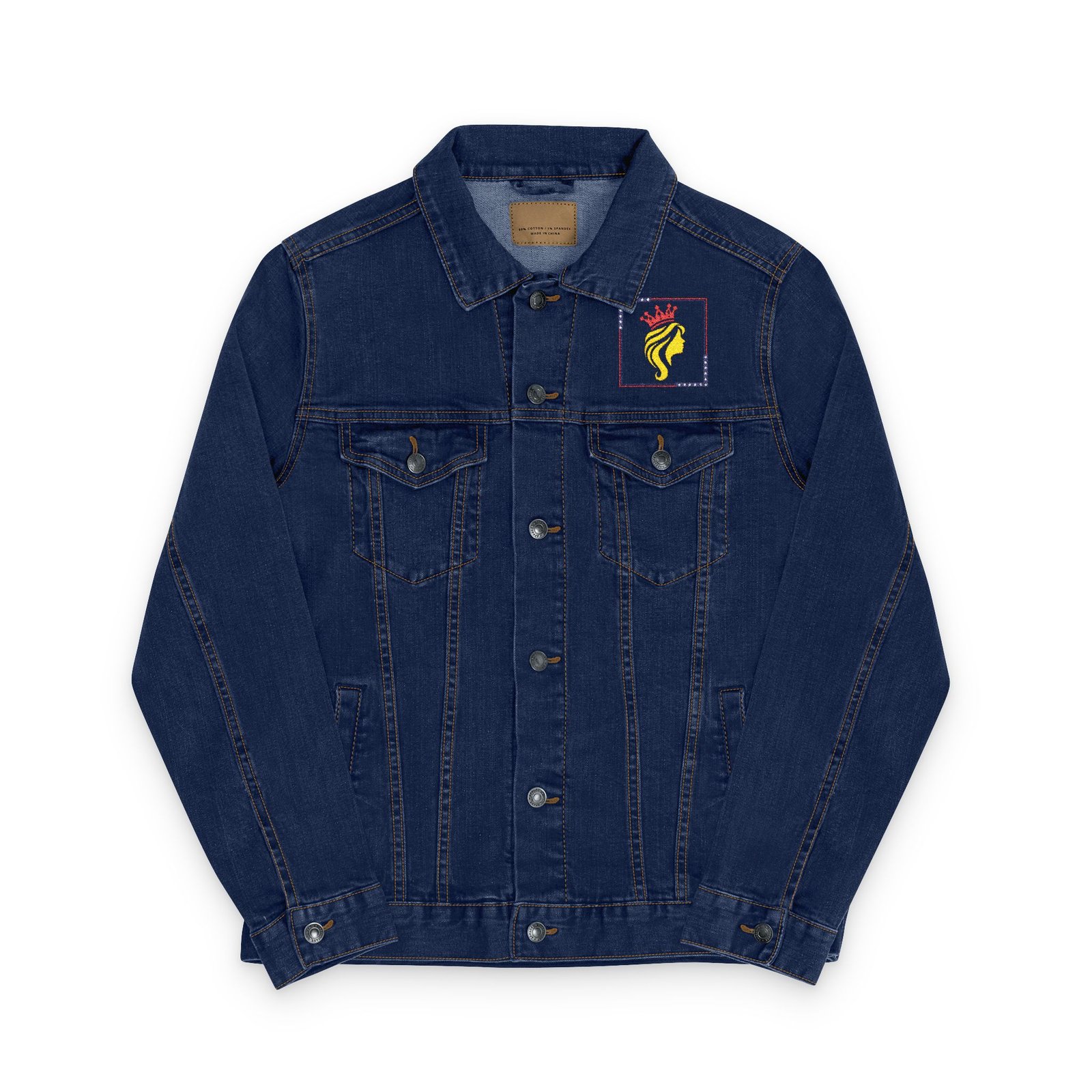 Embroidered Unisex Denim Jacket - Hey Queen! Design, Trendy Outerwear for Everyday, Statement Piece, Perfect Gift, Casual Fashion